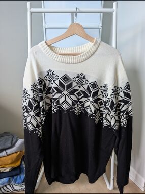 Joe Fresh Black and White Nordic Pattern Sweater